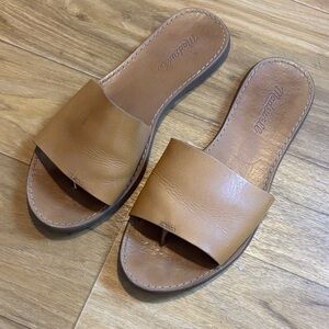 Madewell Brown Leather Slide Sandals Boardwalk size 8
